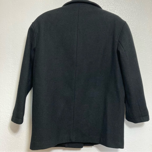 Michelle Francois Black Wool Coat Jacket Toggle Closure S? Thinning of threads - Picture 2 of 10